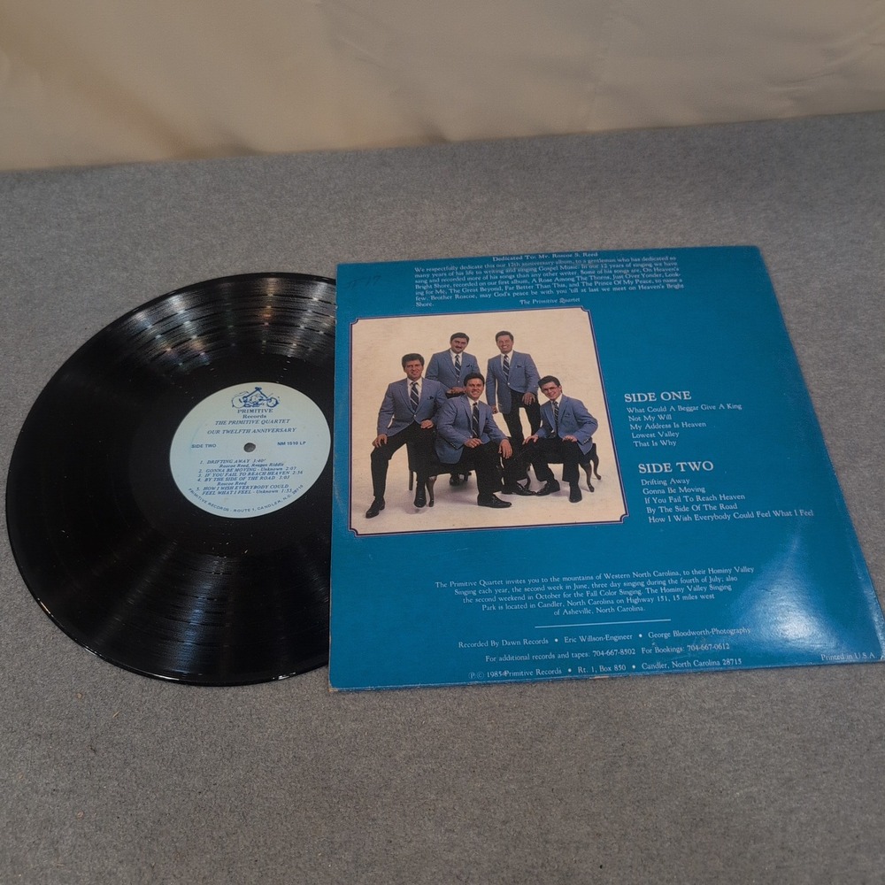 The Primitive Quartet Our 12th Anniversary Signed Vinyl LP Gospel 1985 - Picture 2 of 2